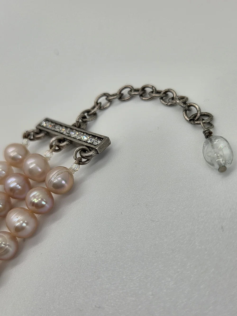 Blush Pearl and Crystal Statement Bracelet